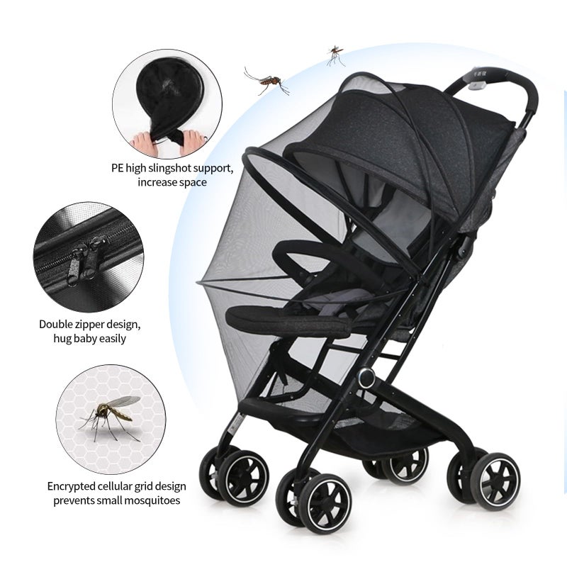 DUOMI 2-in-1 Stroller Sun Shade and Mosquito Net Cover - Universal Breathable Baby Cover With Two-Way Zipper for Extender - Image 2